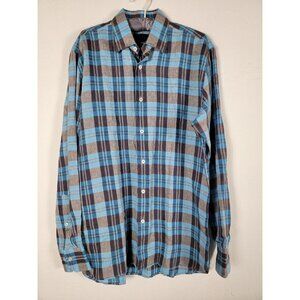 Calder Carmel Button Up Linen Plaid Shirt Medium Blue Limited Edition 1/200 NWOT